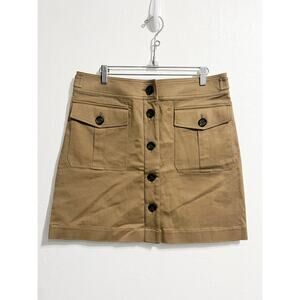 Burberry Brit Skirt Tan Womens  10  Khaki Button Academia Preppy Classic Office